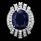 14k Gold 10.50ct Sapphire 1.90ct Diamond Ring