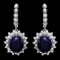 14k Gold 15.00ct Sapphire 2.00ct Diamond Earrings