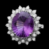 14k Gold 6.30ct Amethyst 0.80ct Diamond Ring