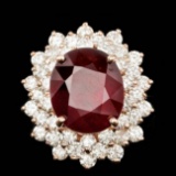 14k Rose Gold 13.00ct Ruby 3.20ct Diamond Ring