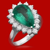 14k Gold 3.13ct Emerald 0.95ct Diamond Ring