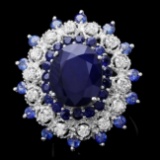 14k White Gold 9ct Sapphire 0.90ct Diamond Ring