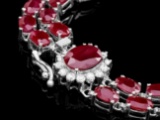 14k White Gold 28ct Ruby 0.50ct Diamond Bracelet