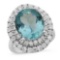 14K Gold 6.88ct Aquamarine 1.65ct Diamond Ring