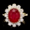 14k Yellow Gold 5.50ct Ruby 1.30ct Diamond Ring