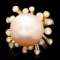 14k Yellow Gold 15mm Pearl 0.80ct Diamond Ring