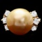 14k Gold 14 X 14mm Pearl 0.80ct Diamond Ring