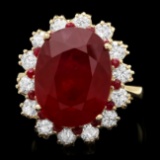 14k Yellow Gold 14.2ct Ruby 1.26ct Diamond Ring