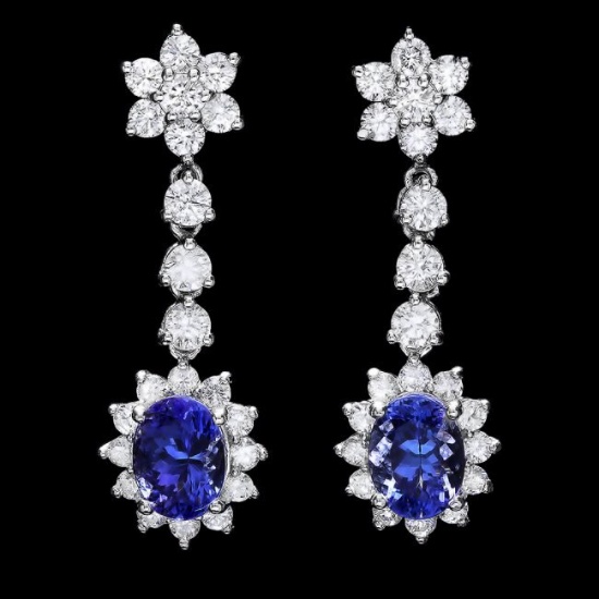 14k Gold 3ct Tanzanite 2.30ct Diamond Earrings