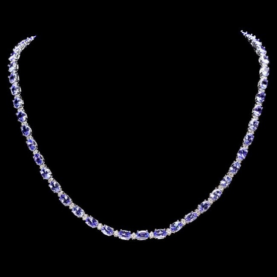 14k 23.50ct Tanzanite 1.25ct Diamond Necklace