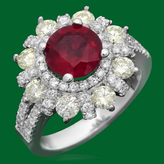 14k Gold 2.18ct Ruby 1.82ct Diamond Ring