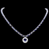 14k Gold 28ct Sapphire 3.35ct Diamond Necklace