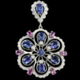 14k Gold 5.00ct Tanzanite 1.90ct Diamond Pendant