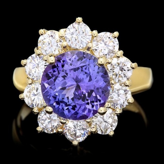 14k Gold 3.00ct Tanzanite 1.70ct Diamond Ring