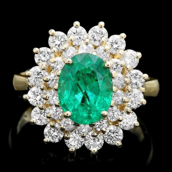 14k Gold 2.00ct Emerald 1.50ct Diamond Ring