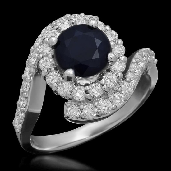14k Gold 1.73ct Sapphire 1.10ct Diamond Ring