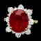 14k Yellow Gold 6.63ct Ruby 1.45ct Diamond Ring