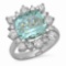 14K Gold 5.79ct Aquamarine 1.44ct Diamond Ring