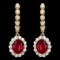 14k Gold 5.3ct Ruby 1.40ct Diamond Earrings