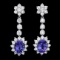 14k Gold 5ct Tanzanite 2.80ct Diamond Earrings