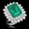 14K Gold 6.92 Emerald 2.75 Diamond Ring