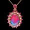 14k Rose Gold 3.50ct Opal 0.35ct Diamond Pendant