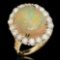 14K Gold 8.38ct Opal & 2.60ct Diamond Ring