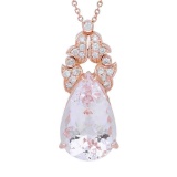 14K Gold 21.98ct Morganite 0.81ct Diamond Pendant