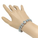 14K Gold 24.67ct Aquamarine 1.63ct Diamond Bracelet