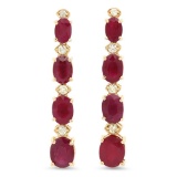 14K Gold 9.72ct Ruby 0.37cts Diamond Earrings