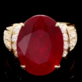 14k Yellow Gold 15.75ct Ruby 0.80ct Diamond Ring