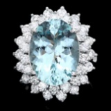 14k Gold 8.00ct Aquamarine 2.50ct Diamond Ring