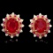 14k Gold 8.6ct Ruby 0.70ct Diamond Earrings