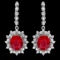 14k Gold 11.30ct Ruby 1.80ct Diamond Earrings