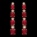 14k Gold 8.00ct Ruby 0.30ct Diamond Earrings