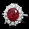 14k White Gold 6.00ct Ruby 1.50ct Diamond Ring