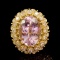 14K Gold 22.06ct Kunzite 2.47ct Diamond Ring