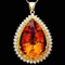 14k Gold 37ct Citrine 1.85ct Diamond Pendant