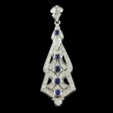 14k Gold 1.30ct Sapphire 2.05ct Diamond Pendant