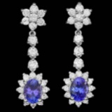 14k Gold 3.00ct Tanzanite 2.20ct Diamond Earrings