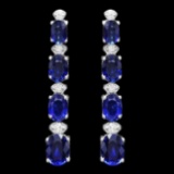 14k Gold 6.50ct Sapphire 0.30ct Diamond Earrings