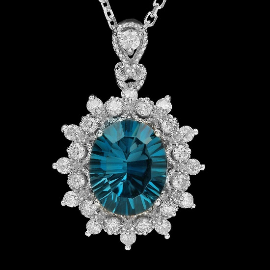 14K Gold 2.89ct Topaz 0.55ct Diamond Pendant