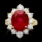 14k Yellow Gold 7.24ct Ruby 1.56ct Diamond Ring