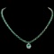 14k Gold 24ct Emerald 2.00ct Diamond Necklace