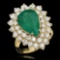 14K Gold 5.37ct Emerald 2.72ct Diamond Ring