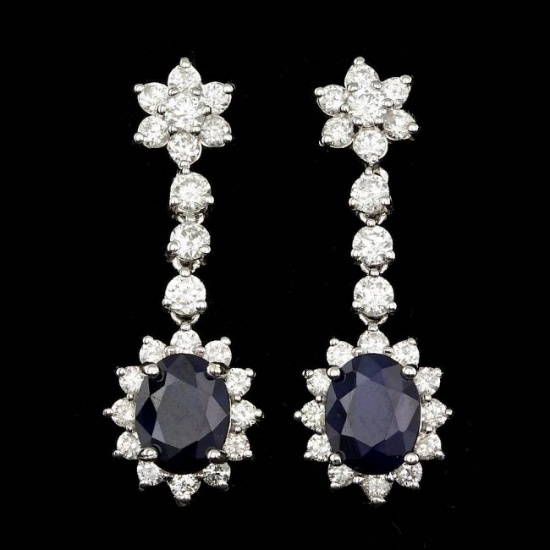 14k Gold 4.50ct Sapphire 2.35ct Diamond Earrings