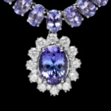 14k Gold 49ct Tanzanite 1.50ct Diamond Necklace