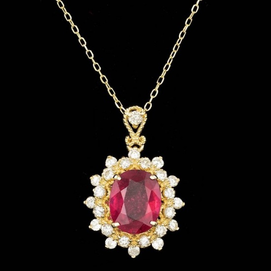 14k Gold 3.00ct Ruby 0.70ct Diamond Pendant