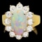 14k Yellow Gold 2.00ct Opal 1.30ct Diamond Ring