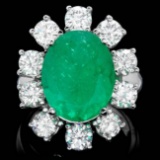 18k White Gold 8.00ct Emerald 3.35ct Diamond Ring